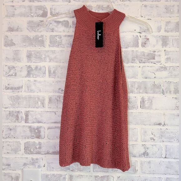 NWT Lulus Knit High Neck Tank Top Boho Coastal Pink Airy Women’s Size Small - Picture 1 of 5